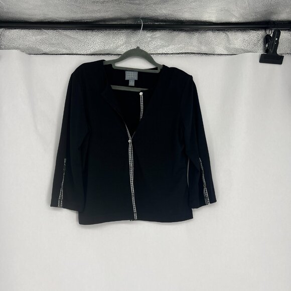 Rabbit Rabbit Rabbit Black Cardigan with Gingham Trim - Picture 3 of 8